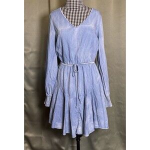 She + Sky Dress Light Wash Western Chambray Long Sleeve Tencel Size Small